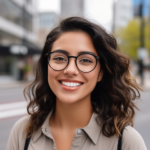 Confident woman facing forward and smiling at the camera, radiating happiness and mental health confidence - Light Side Wellness Co.